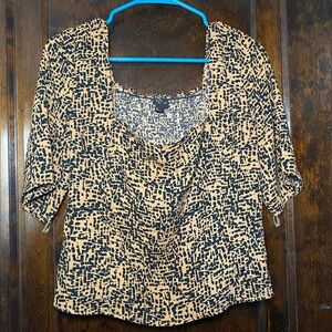 Cheetah Print Cropped Square Neck Top